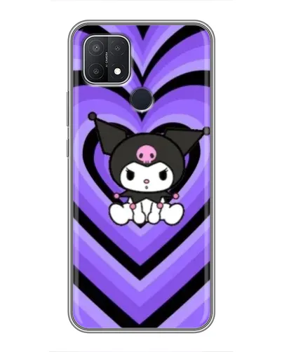 Чехол для OPPO A15 с картинкой «Kuromi и фиолетовые сердца»