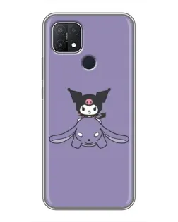Чехол для OPPO A15 с картинкой «Kuromi на лиловом фоне»