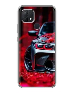 Чехол для OPPO A15 с картинкой «Спортивная BMW и цветы» Чехол для OPPO A15 с картинкой «Спортивная BMW и цветы»