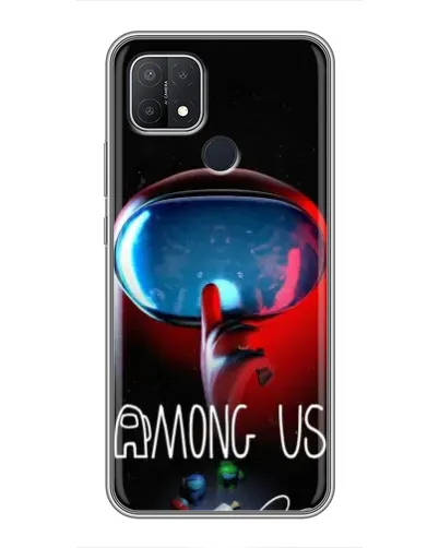 Чехол для OPPO A15 с картинкой «Красный импостер — макро»