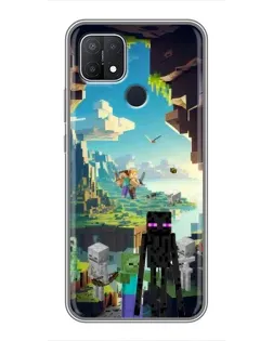 Чехол для OPPO A15 с картинкой «Эндермен в лесу»