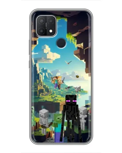 Чехол для OPPO A15 с картинкой «Эндермен в лесу»