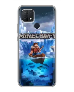 Чехол для OPPO A15 с картинкой «Minecraft ледяной мир»