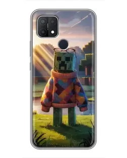 Чехол для OPPO A15 с картинкой «Крипер в свитере»