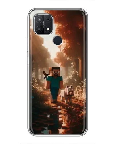 Чехол для OPPO A15 с картинкой «Стив в лесу»