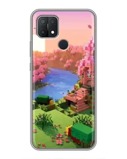 Чехол для OPPO A15 с картинкой «Розовое дерево Minecraft»
