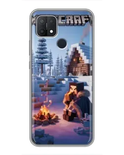 Чехол для OPPO A15 с картинкой «Зимний Minecraft»