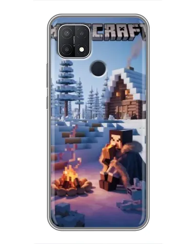 Чехол для OPPO A15 с картинкой «Зимний Minecraft»