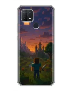 Чехол для OPPO A15 с картинкой «Стив у башни»