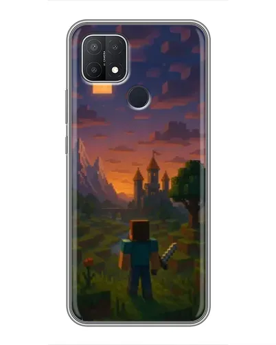 Чехол для OPPO A15 с картинкой «Стив у башни»