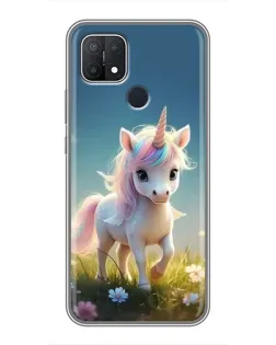 Чехол для OPPO A15 с картинкой «Единорог на поляне»