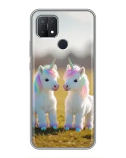 Чехол для OPPO A15 с картинкой «Пара единорогов»