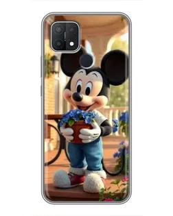 Чехол для OPPO A15 с картинкой «Микки садовод»