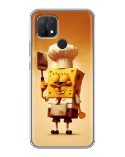 Чехол для OPPO A15 с картинкой «Губка Боб повар»