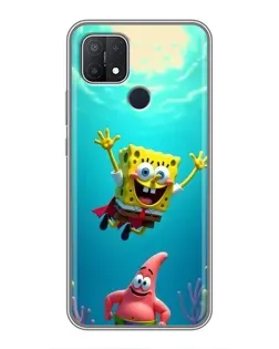 Чехол для OPPO A15 с картинкой «Спанч Боб под водой»