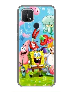 Чехол для OPPO A15 с картинкой «Губка Боб и друзья»
