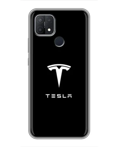 Чехол для OPPO A15 с картинкой «Tesla White Logo»