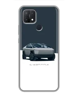 Чехол для OPPO A15 с картинкой «Серебристый Cybertruck Tesla»