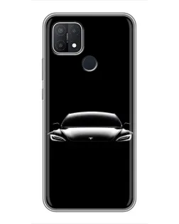 Чехол для OPPO A15 с картинкой «Фары Tesla Night»
