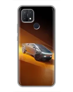 Чехол для OPPO A15 с картинкой «Cybertruck в пустыне»