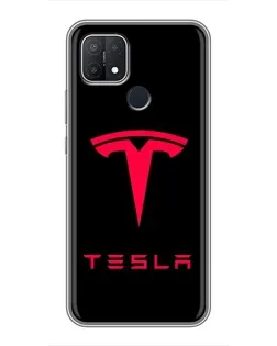 Чехол для OPPO A15 с картинкой «Tesla Red Logo»