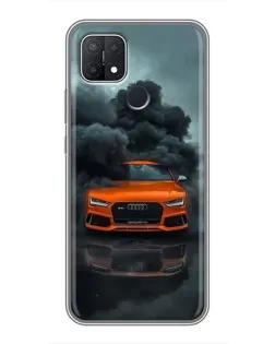 Чехол для OPPO A15 с картинкой «Audi в облаках дыма»