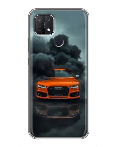 Чехол для OPPO A15 с картинкой «Audi в облаках дыма»