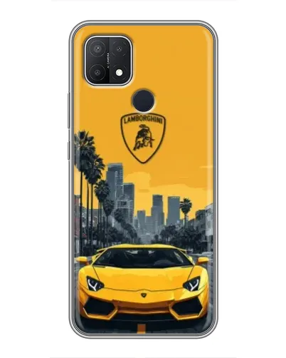 Чехол для OPPO A15 с картинкой «Желтый Lamborghini город»