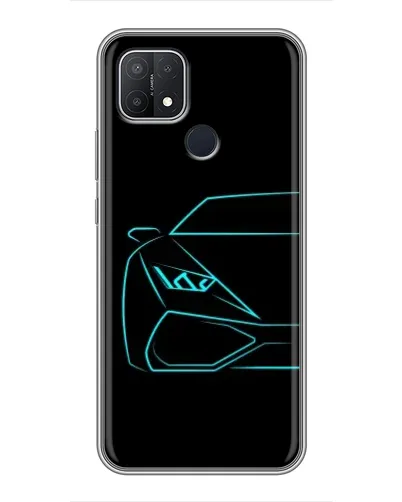 Чехол для OPPO A15 с картинкой «Голубой силуэт Lamborghini»