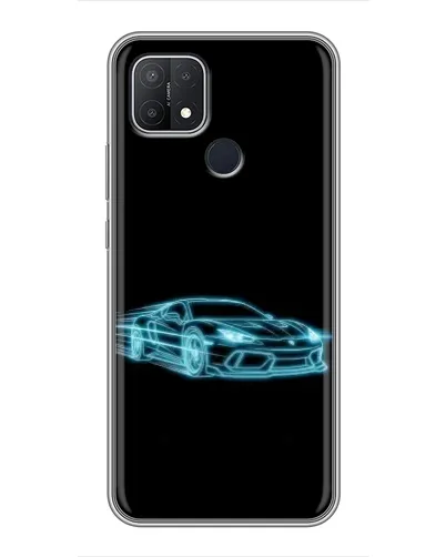 Чехол для OPPO A15 с картинкой «Неоновый контур Lamborghini»