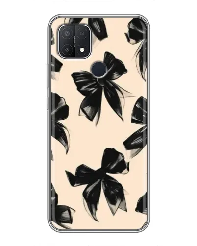 Чехол для OPPO A15 с картинкой «Паттерн черные банты» Чехол для OPPO A15 с картинкой «Паттерн черные банты»