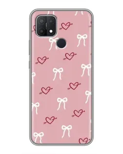 Чехол для OPPO A15 с картинкой «Сердца и банты»