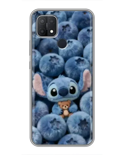 Чехол для OPPO A15 с картинкой «Стич и голубика»