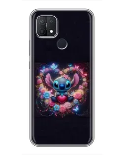 Чехол для OPPO A15 с картинкой «Stitch в цветах» Чехол для OPPO A15 с картинкой «Stitch в цветах»