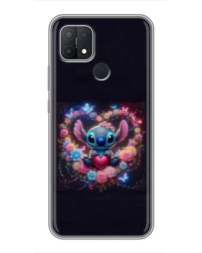 Чехол для OPPO A15 с картинкой «Stitch в цветах»