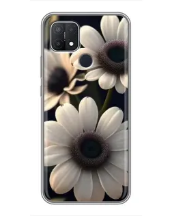 Чехол для OPPO A15 с картинкой «Белые маргаритки макро»
