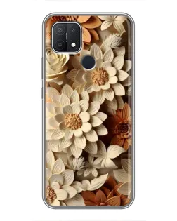 Чехол для OPPO A15 с картинкой «Бежевый флористический декор»