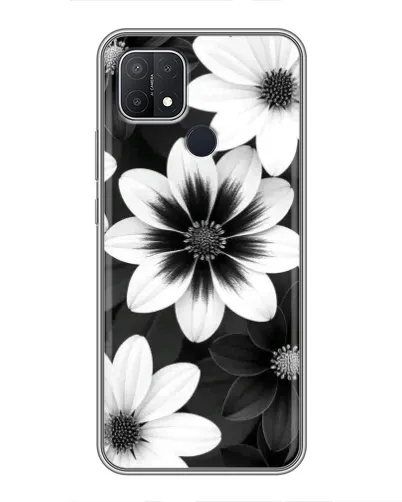 Чехол для OPPO A15 с картинкой «Монохромные астры»