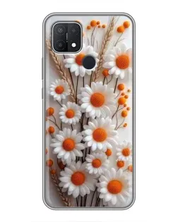 Чехол для OPPO A15 с картинкой «Белые сухоцветы»