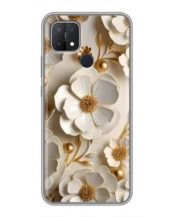 Чехол для OPPO A15 с картинкой «Белие бумажние  цвети»