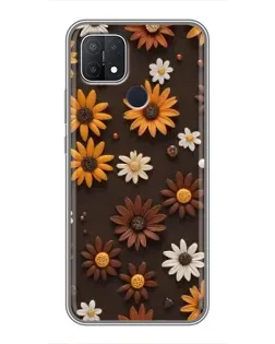 Чехол для OPPO A15 с картинкой «Узор из маленьких подсолнухов»