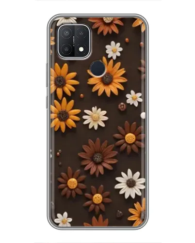 Чехол для OPPO A15 с картинкой «Узор из маленьких подсолнухов»