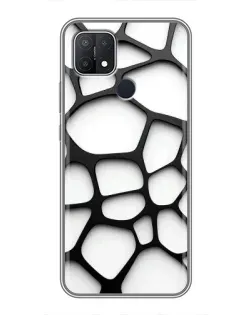Чехол для OPPO A15 с картинкой «Белая объемная сетка»