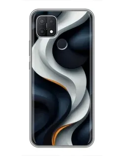 Чехол для OPPO A15 с картинкой «Объемные черно-белые ленты» Чехол для OPPO A15 с картинкой «Объемные черно-белые ленты»