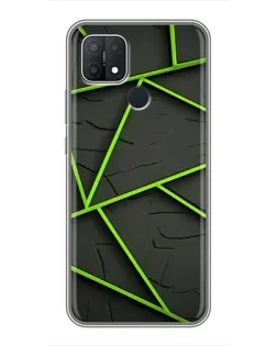 Чехол для OPPO A15 с картинкой «Зеленые геометрические линии»