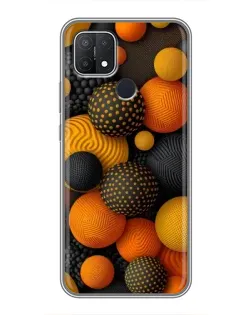 Чехол для OPPO A15 с картинкой «Объемные оранжевые сферы»
