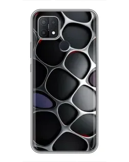 Чехол для OPPO A15 с картинкой «Объемная темная решетка»