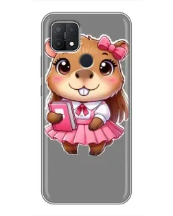 Чехол для OPPO A15 с картинкой «Девочка капибара»
