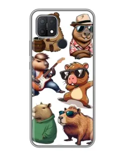 Чехол для OPPO A15 с картинкой «Крутые капибары музыканты»