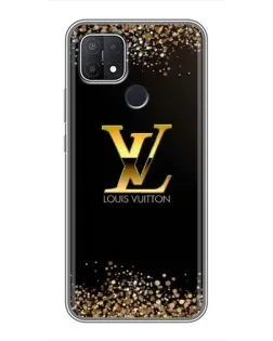 Чехол для OPPO A15s с картинкой «LV — золотые искры»